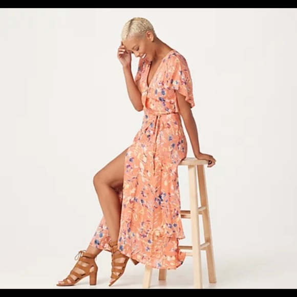 Haute Hippie Tribe Coral Wrap Maxi Dress - Picture 3 of 7